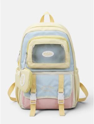 LightInthebox Women's Macaron Color Polyester Backpack, Large Capacity School Bag with Adjustable Straps for Middle School Girls, Back to School, Travel, Outdoor Sports