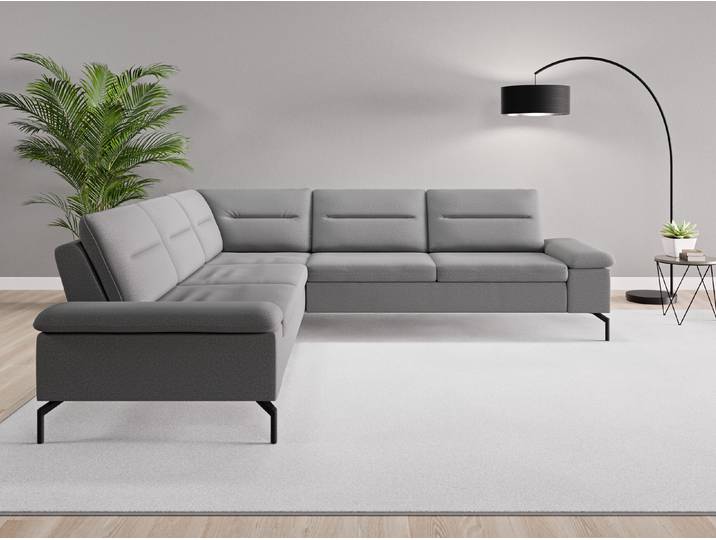 Ecksofa Rio Nr. 2 - Grau (Schiefergrau) - Softwolle