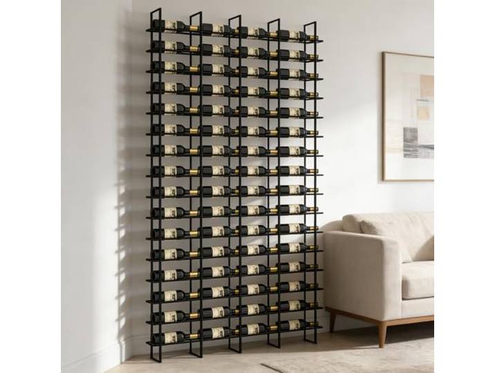 amhricho Weinregal Wandmontage, 48 Weinflaschenregale Schwarze Wandmontage Weinregal, Metall-Weinflaschenhalter, Für Home Bar, Weinküchen Lagerung (4 column)