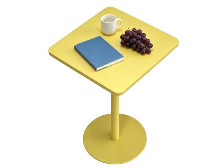 Yopappol Tragbarer, Kompakter Beistelltisch Mit Sockel, Einbeiniger Akzenttisch Mit Quadratischer Platte, Mehrzweck-Beistelltisch Für Lesen, Essen, Arbeiten(Yellow,48x48x72cm)