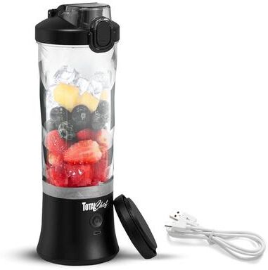 Total Chef Cordless Portable Blender 20 oz, USB Rechargeable, Black