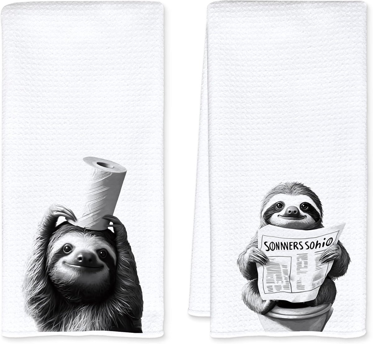 Unieke handdoek met luiaard print voor de badkamer of keuken, 40 x 61 cm