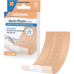 Lifemed Pflaster Wund-Pflaster Classic, 1 Stück, atmungsaktiv, 1m x 6cm