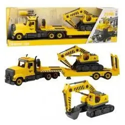 Lean Toys Leantoys Anhänger mit Raupenbagger zum Wenden