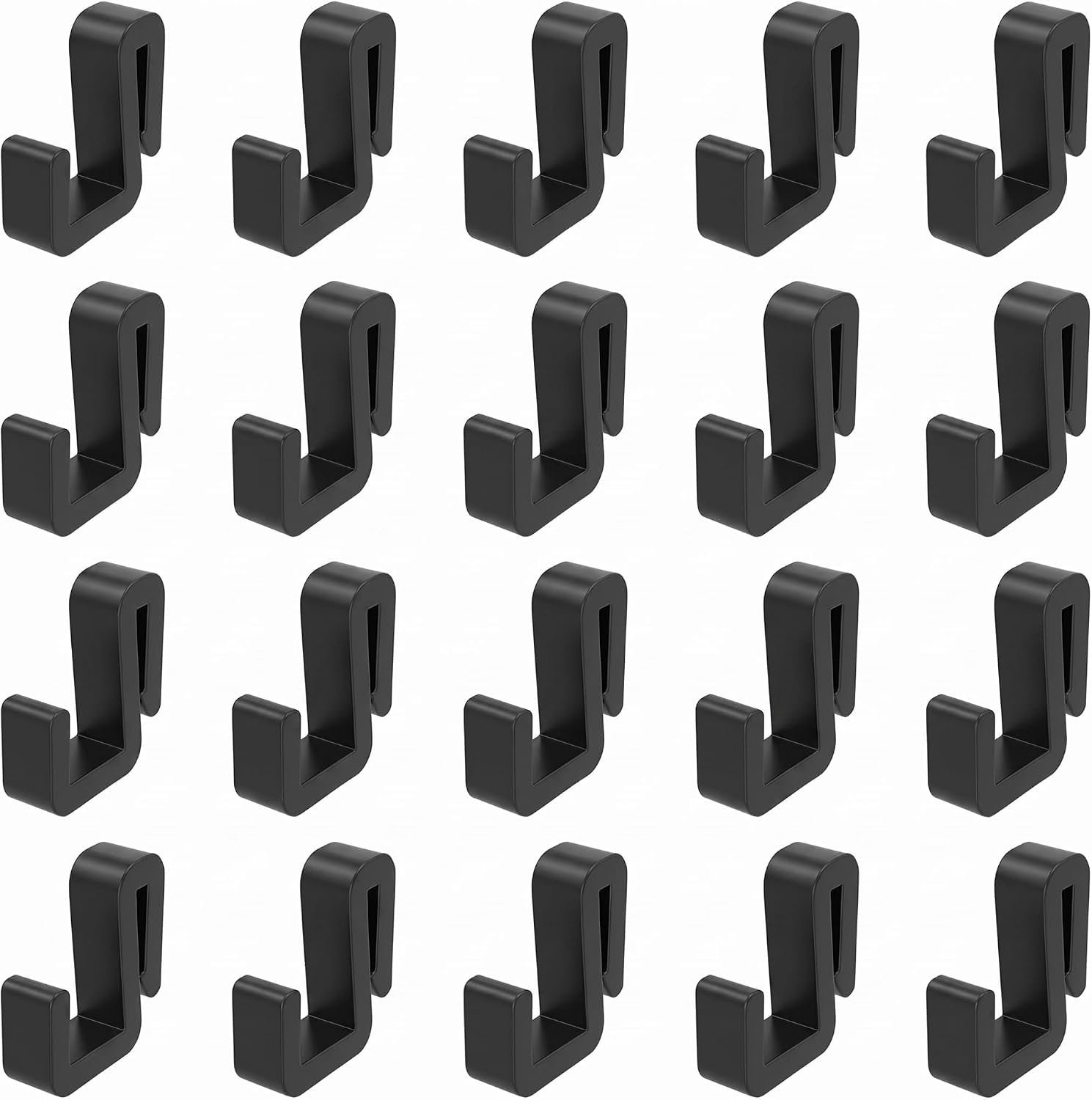 Homevero S-haak plastic zwart 20 stuks - Vlakke hanghaken voor optimale ruimtebesparing