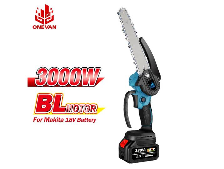 ONEVAN 8 pouces scie à chaîne électrique sans brosse 3000W scie à chaîne Rechargeable outil électrique pour le travail du bois pour batterie Makite 18V