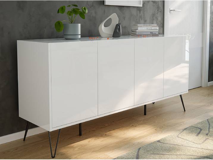 Enfilade Industrial avec portes 76cm Blanc/Blanc brillant