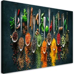 BILD Kräuter Gewürze für die Küche 100x70cm