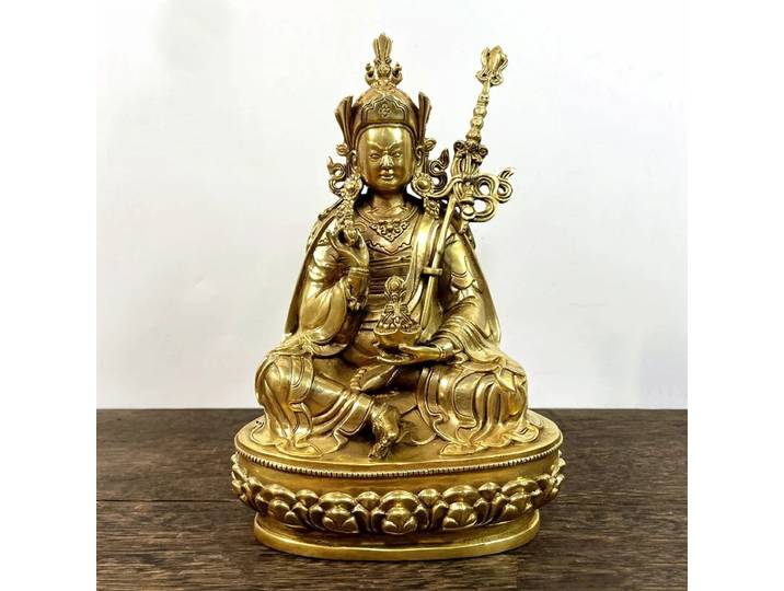 Statue de Bouddha Padmasambhava Guru Rinpoche, dieu du bouddhisme tibétain tantrique du Népal, en bronze, pour décoration de bureau ou de maison, ornement de Feng Shui.