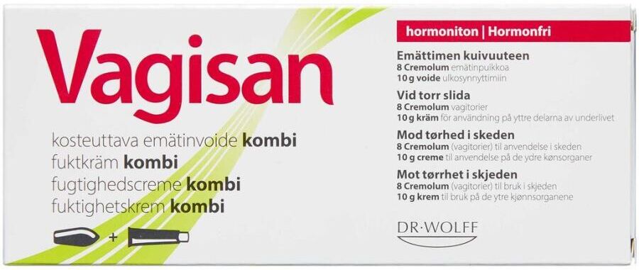 Vagisan Fugtighedscreme Kombi Vagitorier + Cremolum 8 stk. x 10 g Medicinsk udstyr 1 stk