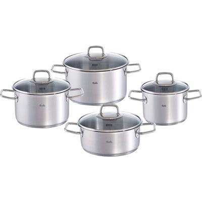 Topf-Set FISSLER "Viseo Topf-Set", silber (silberfarben), Töpfe, Induktionsgeeignet, Mess-Skala, Made in Germany