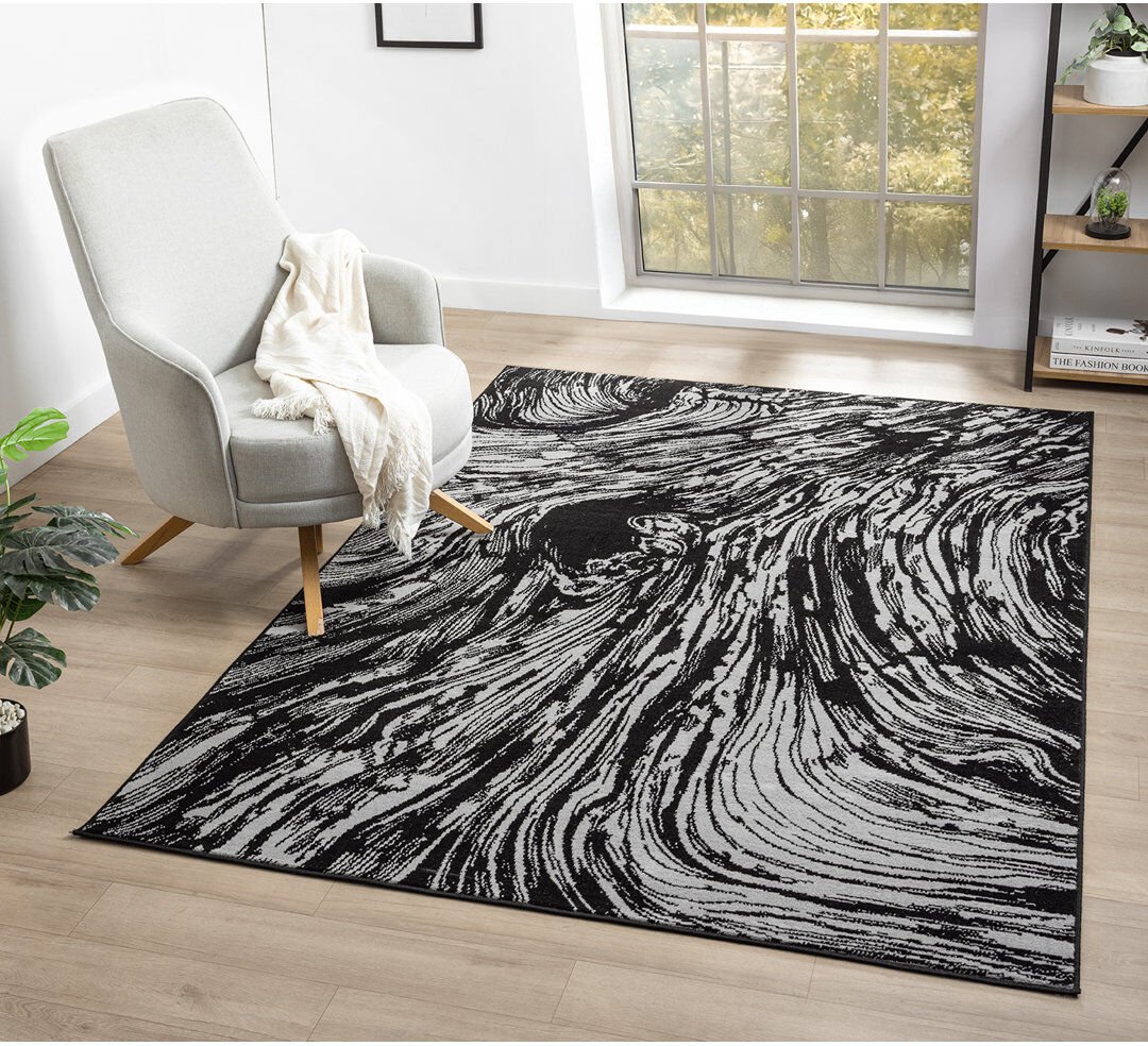 Metro Demico Modern Low Pile Area Rug - Polypropylene Weaving - Jute Backing - Whirlpool Design Rugs, Grey, Gray Rectangle 160 x 230 cm