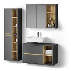 BADMÖBEL-SET Vomano, Anthrazit, 3-teilig