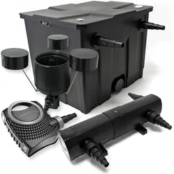 Wiltec, Brunnen + Gartenteich, Set: Teichfilter 12000l 36W UVC Klärer 80W Pumpe Skimmer 406