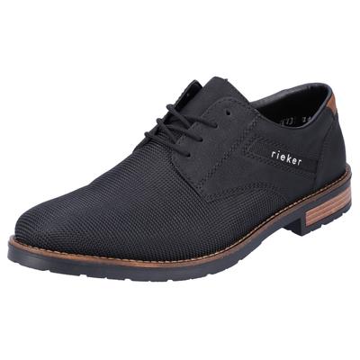 Schnürschuh RIEKER, Herren, Gr. 43, schwarz, Synthetik, Textil, Schuhe Schnürschuh, in Business-Look, Freizeitschuh, Halbschuh, Schnürschuh