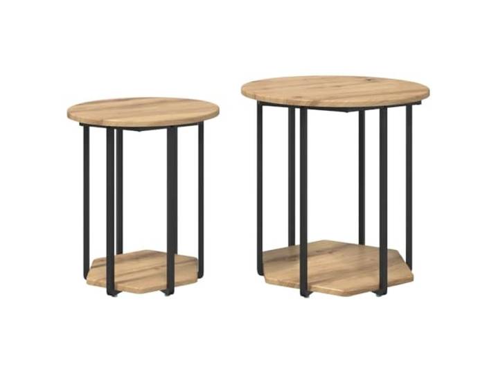 MNCVXAXG Set mit 2 Tischen braun 50 x 50 x 50,5 cm Holz und Metall Technisches Holz und Metall, 1 Einlegeboden, Innengebrauch, Montage erforderlich, 8,12 kg