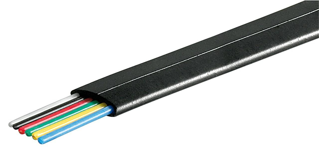 Goobay 50254 Telefoonkabel, plat, 100 meter, 6-aderig, zwart
