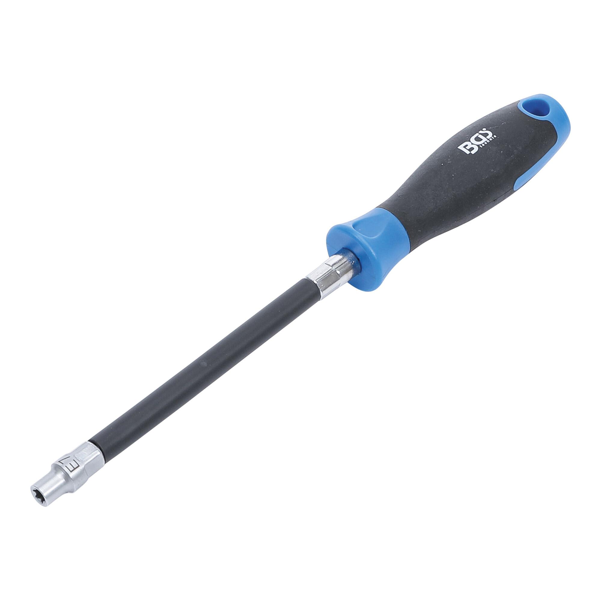 BGS Flexibler Schraubendreher mit Rundgriff 70023, E-Profil E 7, Klingenlänge 150 mm ; BGS technic)