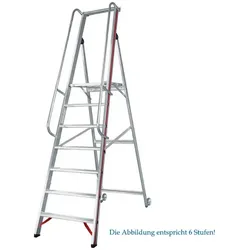 Stufen Stehleiter Hymer 4 Stufen mit langem Handlauf Plattformabmessung: 440 mm breit, 400 mm lang