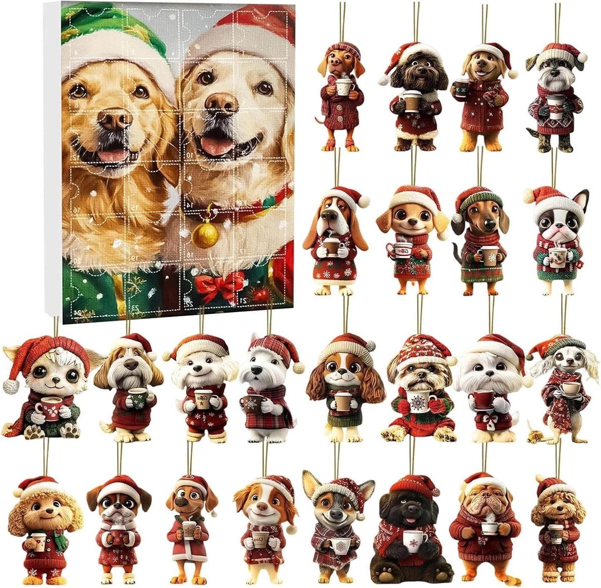 Kerst Countdown Kalender Honden Adventskalender met 24 dagen verrassingen - 26 x 18 cm