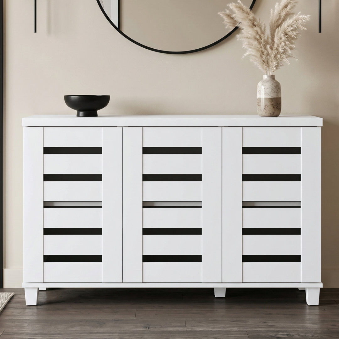 Blue Elephant Lismore 3 Door Shoe Storage Cabinet White 16