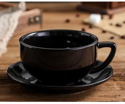 Uplift Essentials Zeta Flower Large Capacity Creative Cup And Saucer Set black