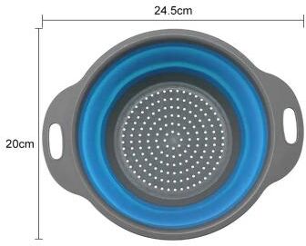 Uplift Treasures Silicone Collapsible Round Colander Drain Basket 1 X Blue Small