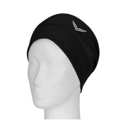 Strickmütze TRIGEMA "TRIGEMA Mütze mit reflektierendem Logo", Herren, schwarz, 92% Polyester, 8% Elasthan, Basic, Mützen Strickmütze