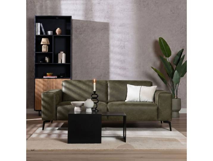 Bronx71 Leder Sofa Vegas 2,5-Sitzer olivgrün