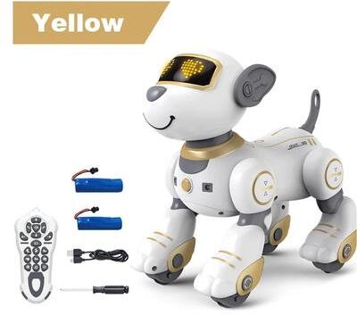 Uplift Treasures Smart RC Robot Dog Toy For Kids With Dancing Stunts & Interactive Remote Control yellow (2 Battery)