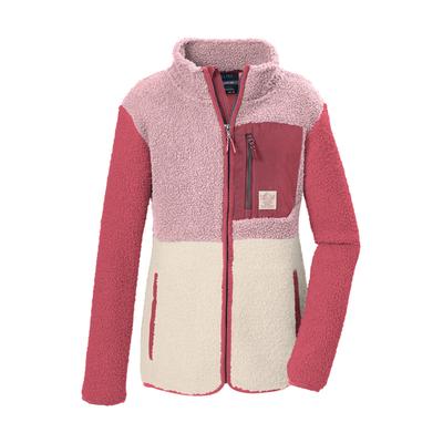 Fleecejacke KILLTEC "KOW 141 GRLS FLC JCKT", Mädchen, Gr. 164, rosa (rosé), Obermaterial: 100% Polyester, Jacken Fleecejacke, Weiche Sherpa Fleecejacke mit Kinnschutz und Stauraum
