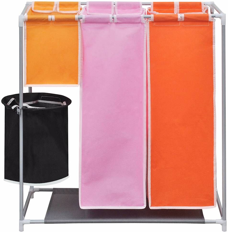 vidaXL Paniers à linge à 3 sections 2 pcs avec un bac de lavage