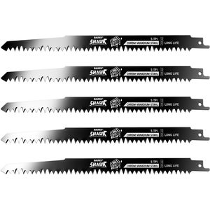 BAURIX Säbelsägeblatt Shark, SSB-5, 240 mm, für Grob- und lebendes Holz, 5 Stück