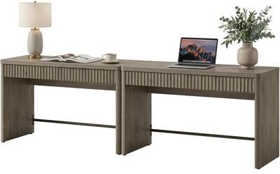 SICOTAS 48.86''W Modern Fluted Desk with 2 Hidden Drawers