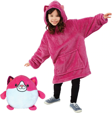 Playful Picks Ultra Soft Animal Plush Hoodie Convertible Stuffed Toy & Hoodie For Pink