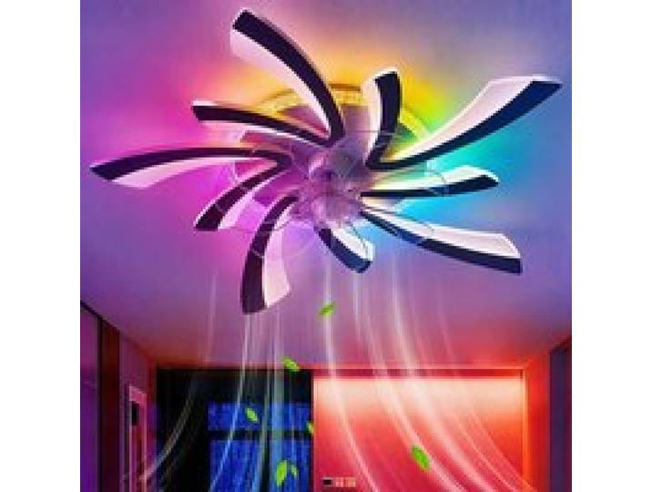 Ventiteur Pfond Avec Lumiere RGB Et Télécommande Lustre Ventiteur Moderne Fleur Avec LED Télécommande+App No VENTILATEUR DE PLAFOND