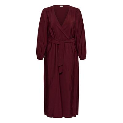 Midikleid KAFFE CURVE "KAFFE Curve Kleid KCelsa", Damen, Gr. 52, Normalgrößen, rot (zinfandel), Kleider Midikleid