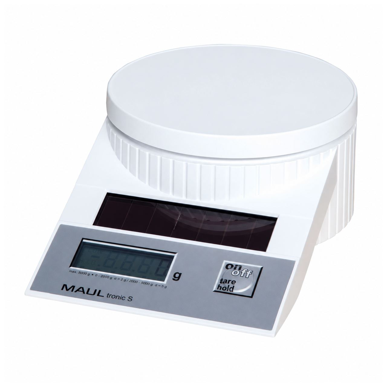 MAUL tronic S Solar Briefwaage, Tragkraft: 5 kg, Farbe: weiß