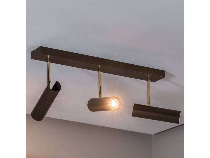 Deckenleuchte Axion, 3-flammig, titanfarben, länglich, Stahl Axion Luminex, dimmbar, messing / gold, für Wohn- / Esszimmer, Metall, Modern