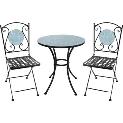 HTI-Living, Gartentisch + Balkontisch, Tisch und 2 Stühle Celia Blätter (57 x 68 cm)