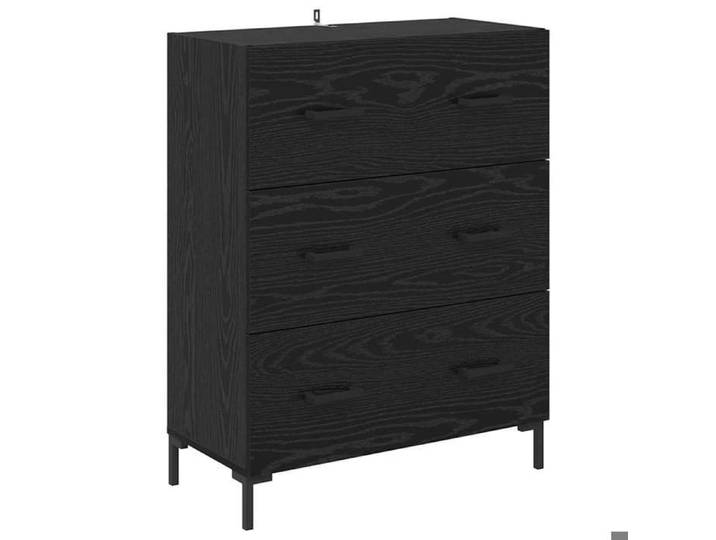 Moderne Armoire rangement Haut Armoire avec tiroir 2 pcs - Grande capacité - Chêne noir - bois d'ingénierie LL7539