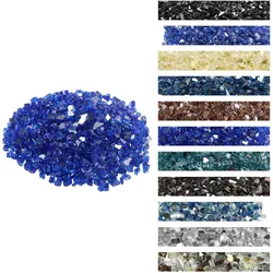 VEVOR Feuerglas, 9 kg hochtemperaturbeständige Glassteine, 12,7 mm reflektierende Feuerstellen-Glasperlen, Feuerstelle Glasfelsen, Kaminglas, Feuerkristall, Feuerperlen, für Kamin Kobaltblau