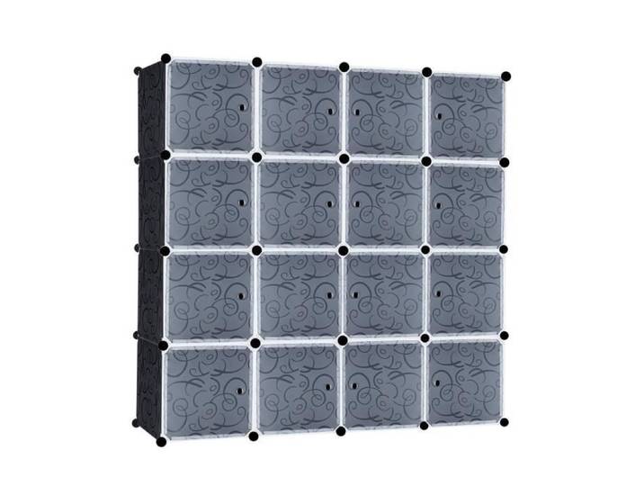 Armoire Penderie - UISEBRT - Portable DIY - 16 Cubes - Noir - 140x35x140 cm