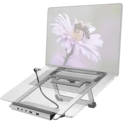 Hama Connect2Office Stand (USB-C, 12 Ports), Dockingstation + USB Hub, Grau