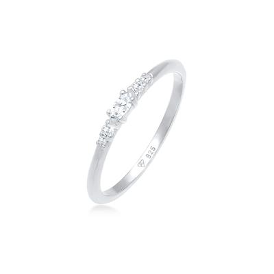 Verlobungsring ELLI "Zirkonia Marquise Elegant Verlobung 925 Silber" Gr. 58, silber, Fingerringe, Damen, 58mm, Silber 925 (Sterlingsilber), Verlobungsring