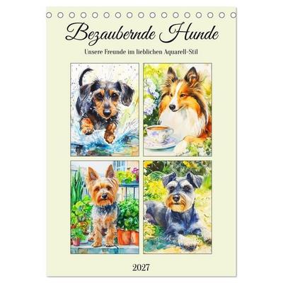 Bezaubernde Hunde. Unsere Freunde im lieblichen Aquarell-Stil (Tischkalender 2027 DIN A5 hoch), CALVENDO Monatskalender