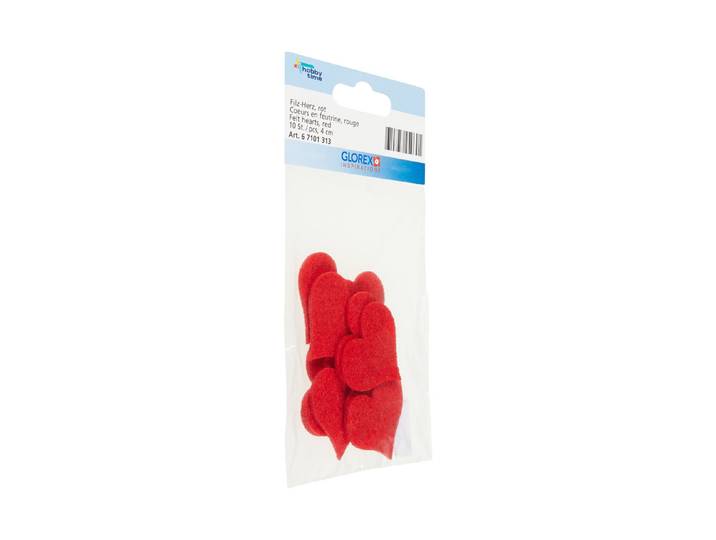 Glorex Filz-Herz Rot 4 cm 10 Stück