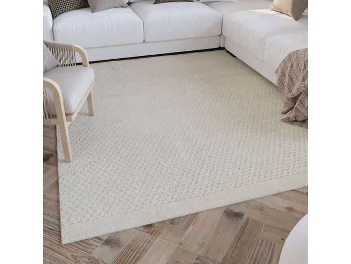 Wollteppich WECON HOME Hamptons THIRTYEIGHT , beige (creme weiß), B:40cm H:11mm L:60cm, Schurwolle, Teppiche, Wollteppich, Läufer, Schurwolle, Kurzflor, Wohn- & Schlafzimmer, elegant, Waben