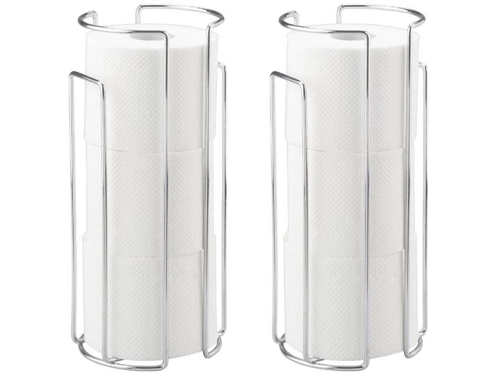 Toiletten-Ersatzrollenhalter WENKO, silber (silberfarben), B:13,5cm H:32cm L:14cm, Stahl, Toilettenpapierhalter, Toiletten-Ersatzrollenhalter