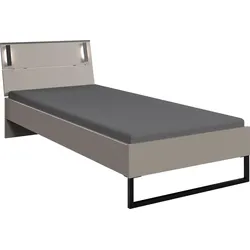 Futonbett WIMEX "Tilburg in verschiedenen Breiten erhältlich, inkl. LED Beleuchtung", schwarz (saharagrau, absetzung schwarz, saharagrau, absetzung schwarz, saharagrau, absetzung schwarz), B:98cm H:93cm L:210cm, Betten, Futonbett, Bett mit Metallkufe